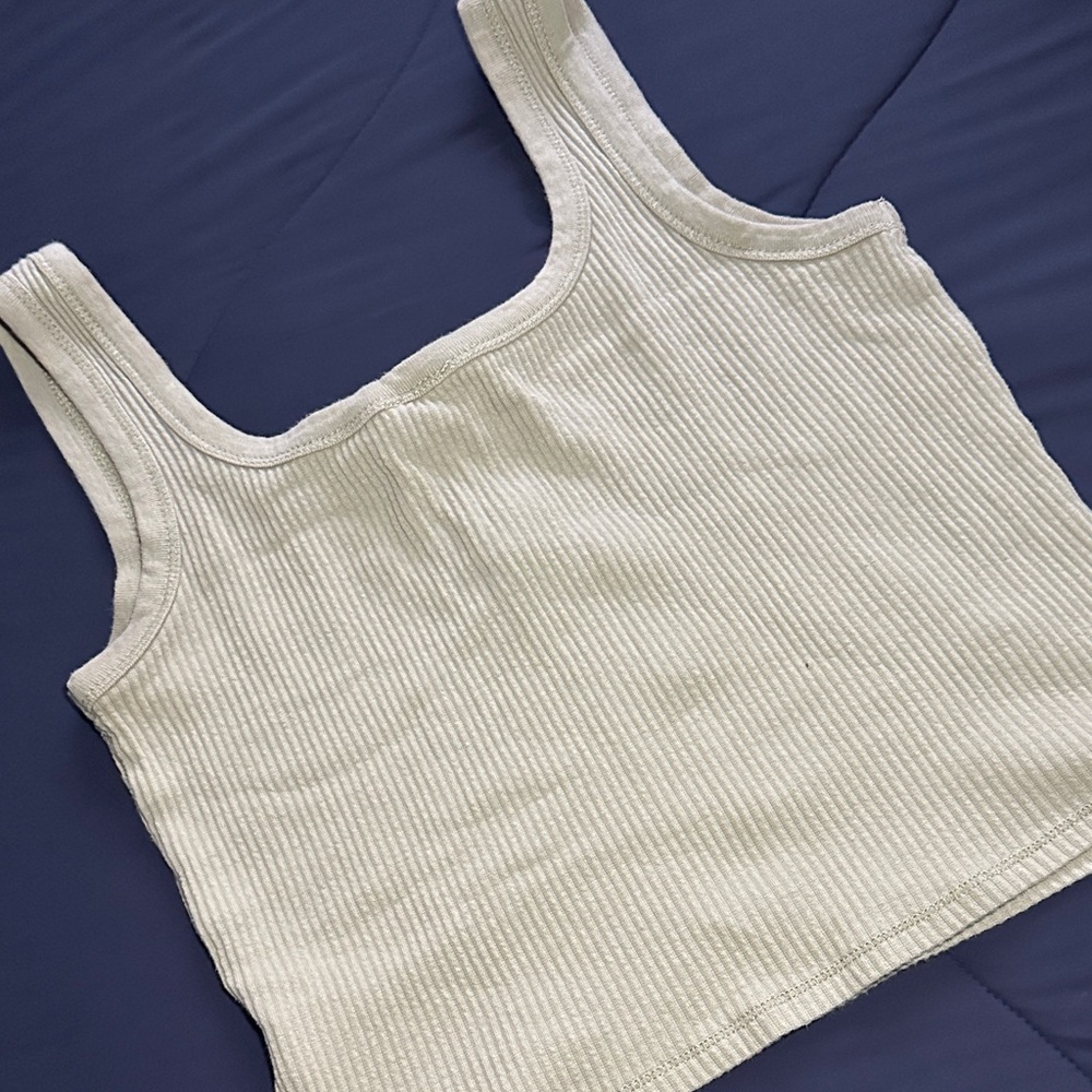 Cream Ribbed Tank Top - Picture 3 of 5